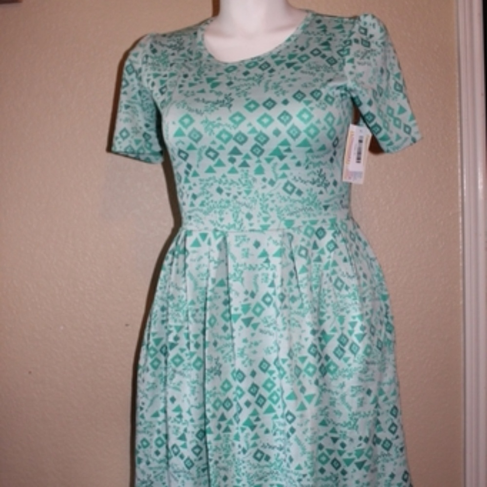 New LuLaRoe Amelia Dress; Mint Green Flowers Lg